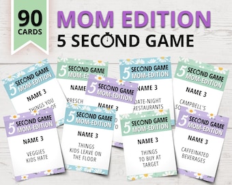 Mom-Edition 5 Second Game | Mother's Day 5 Second Game | Printable Mom Five Second Cards | Mother's Day Games | Mom Birthday Party Games