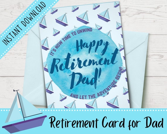 printable happy retirement card for dad sailboats design