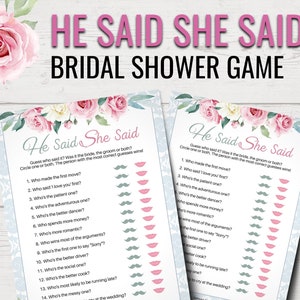 Jeu de douche nuptiale &quot;Il a dit qu&#39;elle a dit&quot; | Jeu de questions &quot;Il a dit qu&#39;elle a dit&quot; | Qui l&#39;a dit Jeux de fête de douche nuptiale | Jeux de fête de mariage