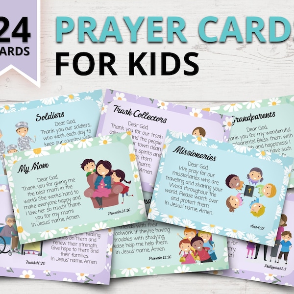 Pocket Prayer Cards for Kids - Prayers for Others | Printable Prayers for Kids | Morning Prayers for Children | Short Prayers for Kids