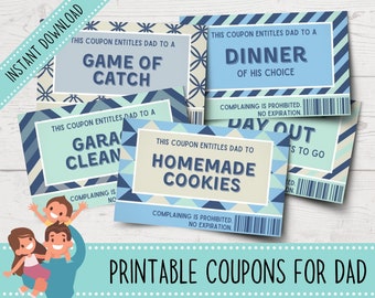 Printable Coupons for Dad | Father's Day Coupon Book | Birthday Coupons for Dad | Birthday Gifts for Dad | Coupon Book for Dad