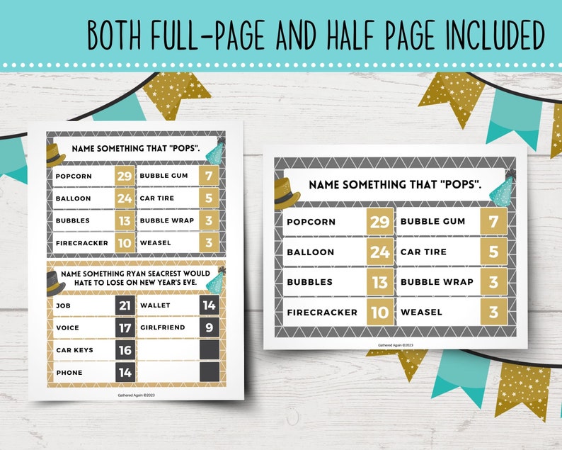 Printable New Year's Eve Feud Game New Year's Eve Family Feud-Style Game Show Funny New Year's Party Games Printable New Year's Games image 2