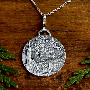 Starry Night Sterling Silver Pendant Necklace, Vincent van Gogh, Veritas Silver Designs