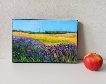 Small oil painting landscape original wall art on canvas - colorful Italian handmade painting and unique gift