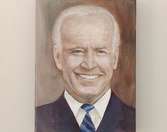 Oil portrait of Joe Biden painting from photo - realistic hand painted l art on canvas