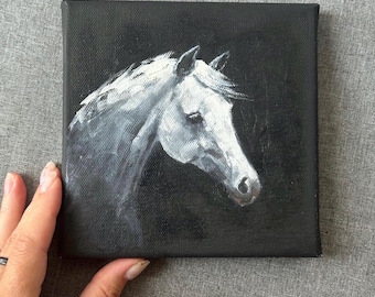 走る馬の絵画、白黒アート、テクスチャードキャンバス - Etsy 日本