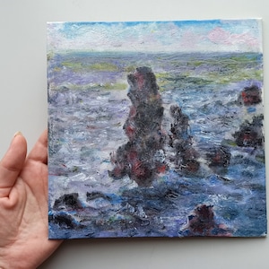 Peinture à l'huile peinte à la main à partir d'une photo - oeuvre de Claude Monet sur toile 20 x 20 cm