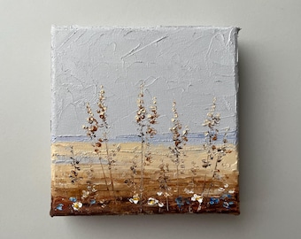 Mini Landscape Oil Painting: Textured Palette Knife Art (4x4 in)