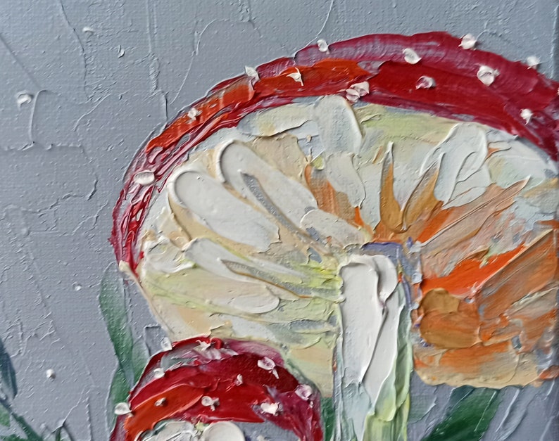 Mini painting of mushrooms on canvas original artwork for Halloween or fairycore wall decor image 7
