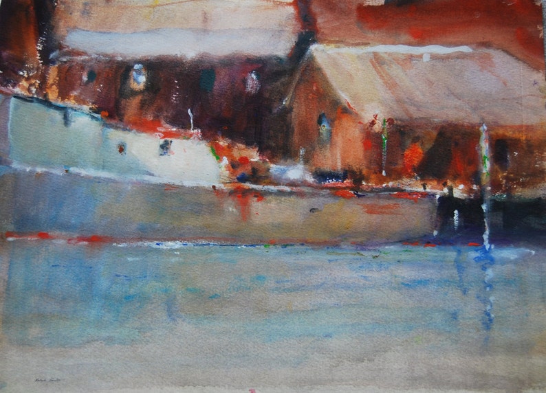 Waterscape Dock Boathouse Boat Nautical Seascape NC Coast
