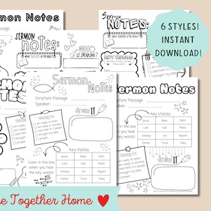 Kids Sermon Notes Template Printable – Christian Church Activity Worksheet for Children