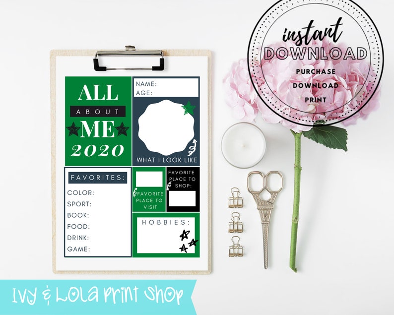 All About Me Printable Classroom Homeschool First Day of - Etsy