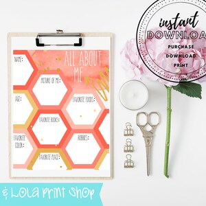 All About Me Printable Classroom Homeschool First Day of - Etsy