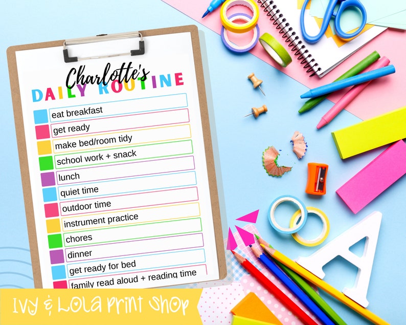 Editable Kids Routine Chart, Toddler Daily Checklist, Canva Template ...