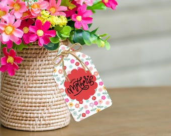 Vintage Floral Mother's Day Gift Tags, Cheerful Printable Labels (PDF)