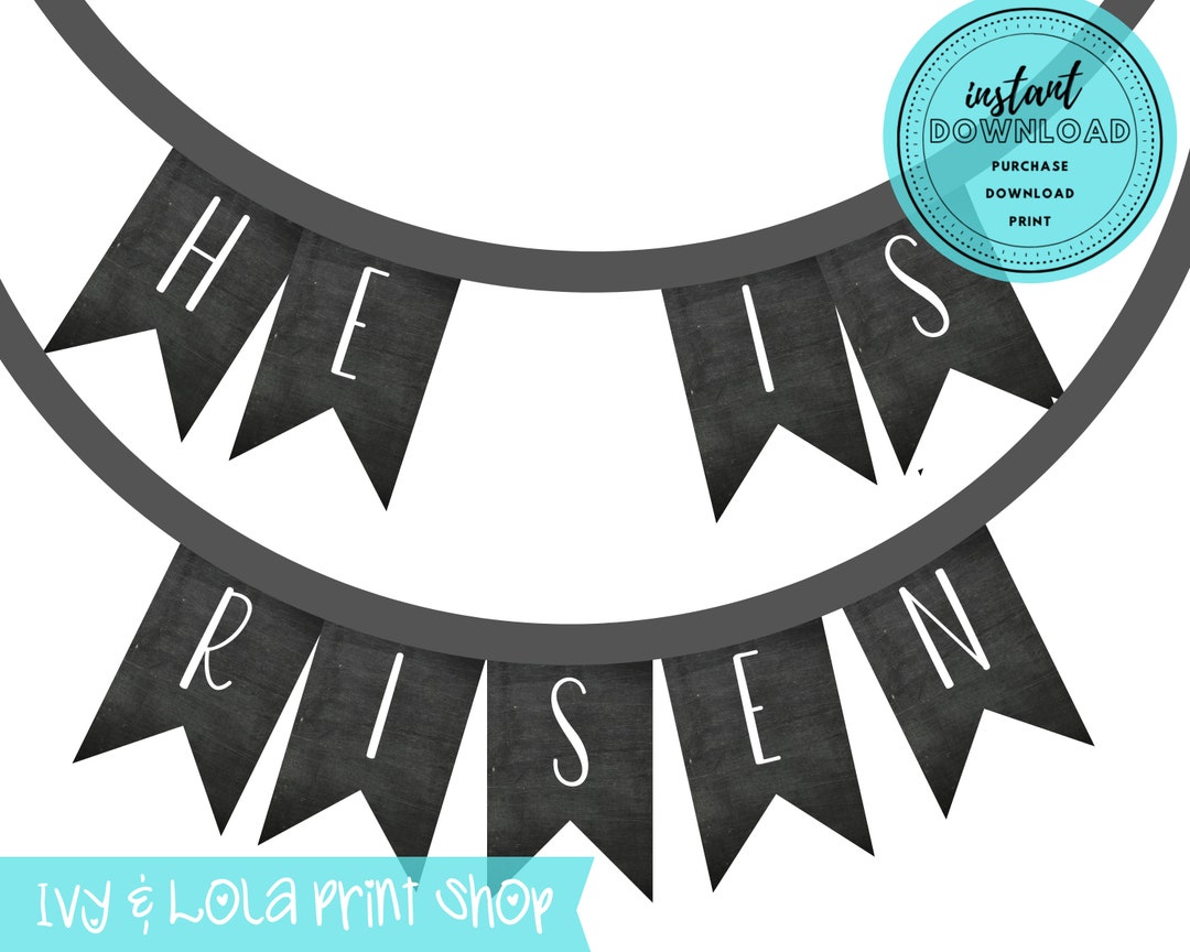 Easter Printable Banner He is Risen Happy Easter Mantel - Etsy