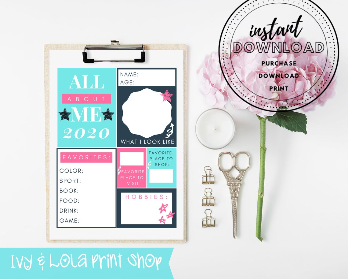All About Me Printable Classroom Homeschool First Day of - Etsy