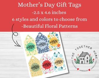 花柄の母の日ギフトタグ、ヴィンテージ風の陽気なラベル（PDFダウンロード）