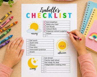 Kids Morning Routine Chart Printable, Editable Routine Checklist for ...
