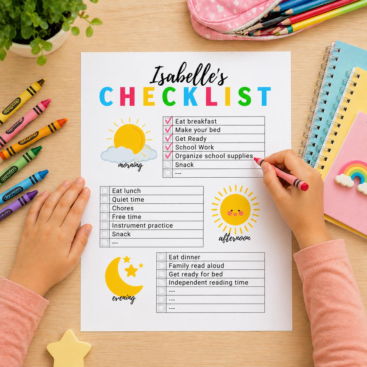Editable Kids Routine Chart, Toddler Daily Checklist, Canva Template ...