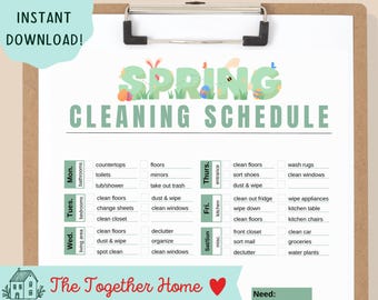 カスタマイズ可能な春の大掃除スケジュール - 印刷可能な週次チェックリスト（デジタルダウンロード）