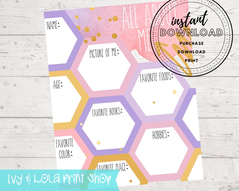 All About Me Printable Classroom Homeschool First Day of - Etsy