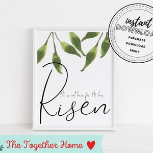 He Is Risen - Easter Print - Floral - Christian Easter Printable - Digital Download - Wall Decor