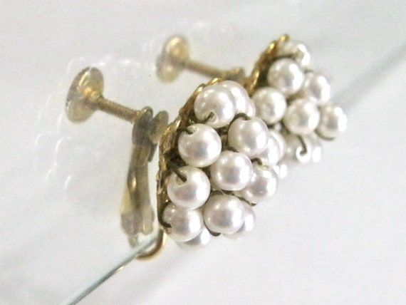 Hobe Classic Pearl Cluster Earrings - Shimmery Do… - image 3