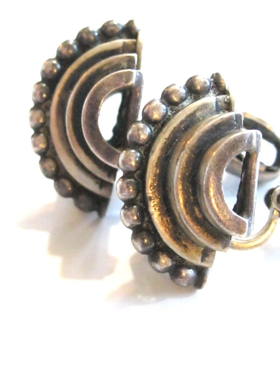 Cini Sterling Silver Vintage Antique Earrings - B… - image 6