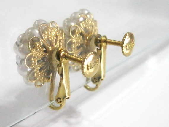 Hobe Classic Pearl Cluster Earrings - Shimmery Do… - image 8