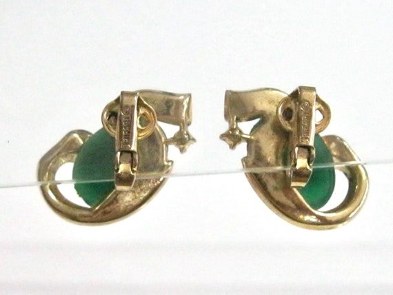 Vintage Trifari Caravan Line Ganges Green Clip Ba… - image 8