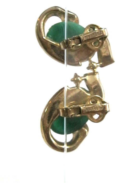 Vintage Trifari Caravan Line Ganges Green Clip Ba… - image 9