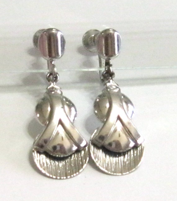 Vintage Art Deco Revival Dangle Drop Earrings - A… - image 6