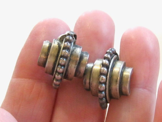 Cini Sterling Silver Vintage Antique Earrings - B… - image 5