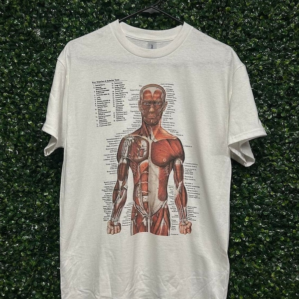 Muscle Anatomy T-Shirt, Vintage Remake,  Anatomical Chart T-Shirt, Worn By Kurt Cobain, Nirvana, High Quality Print, Unisex