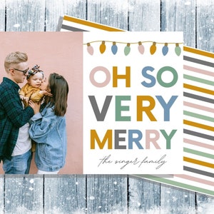Oh So Very Merry Photo Christmas Card, Colorful Holiday Card