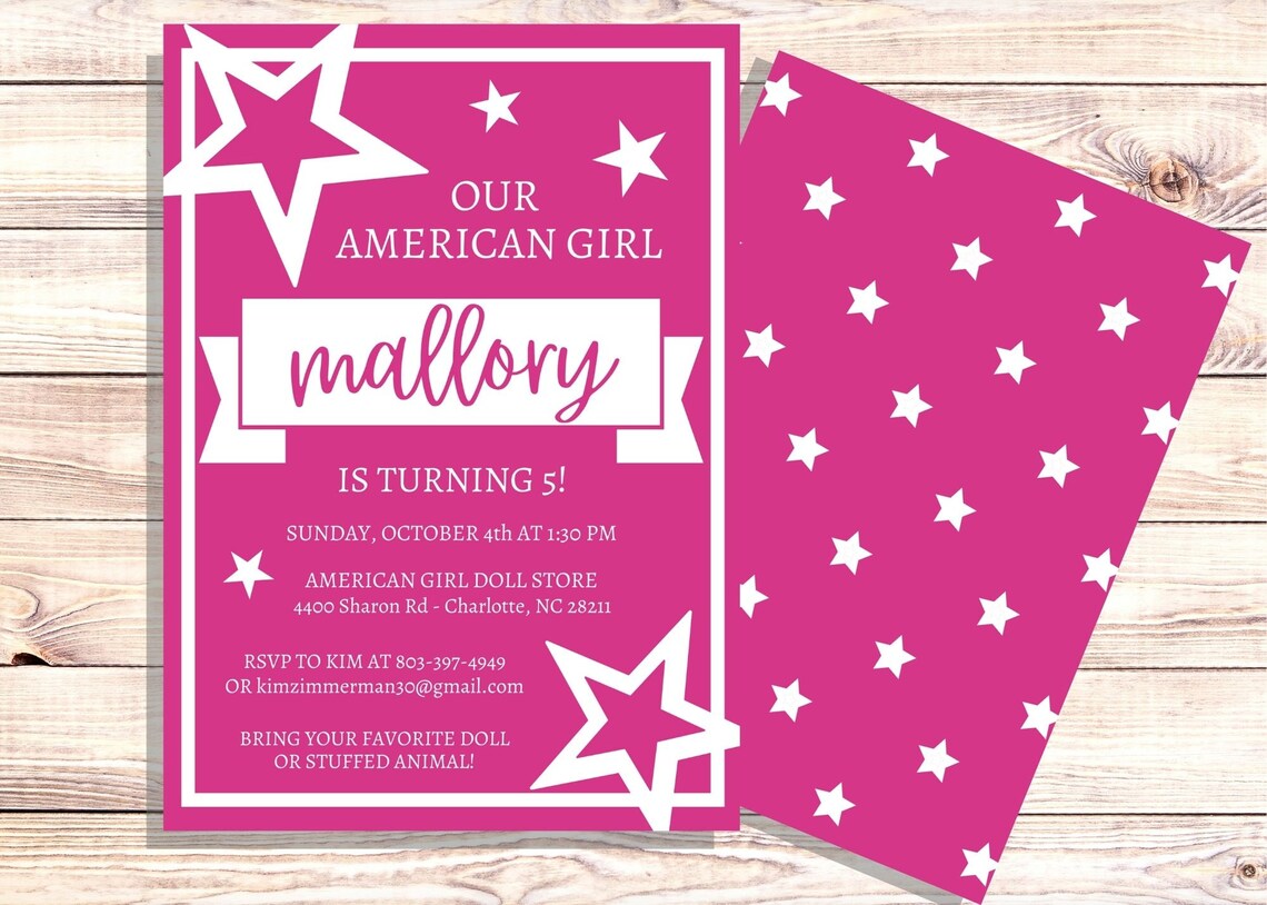 American Girl Birthday Party Invitation American Girl Doll | Etsy