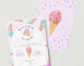 スクリーム4アイスクリーム誕生日招待状