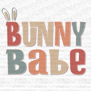 Bunny Babe PNG, Uroczy projekt wielkanocny, Hunny Bunny, Retro czcionka Retro kolory, pobieranie cyfrowe