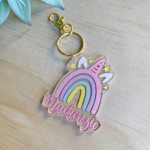 Custom Unicorn Rainbow Keychain | Backpack Tag | Personalized Keychain | Kid Keychain | Gift for Kids | Custom Keychain | Rainbow Bag Tag