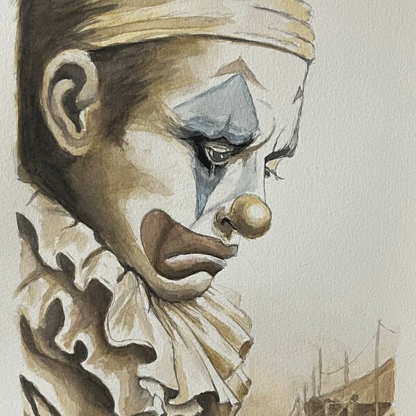 Clown, aquarelle aquarelle, original