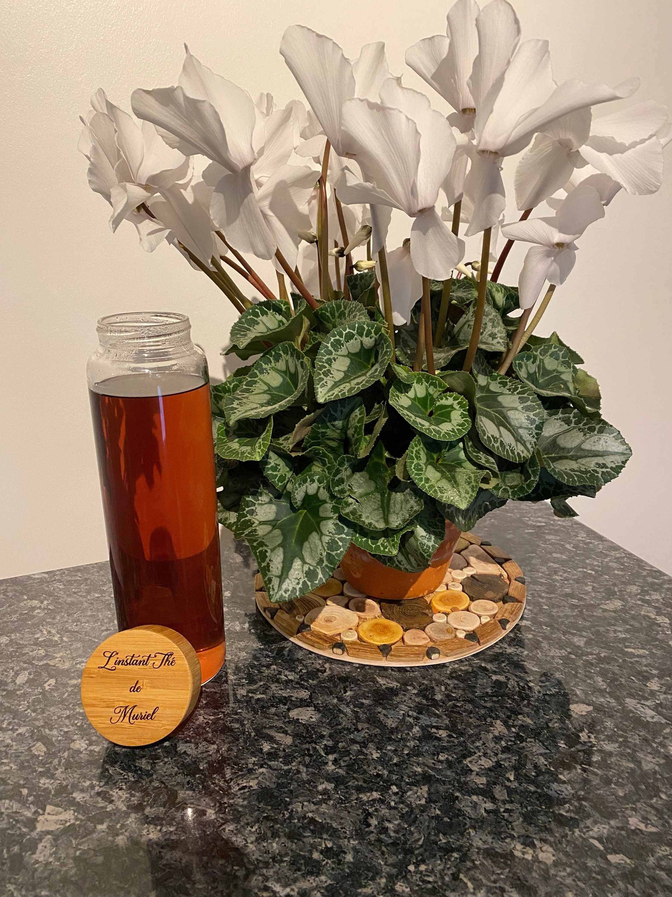 Théière Personnalisée en Verre 1 Litre, Bouteille Verre, Cadeau de Noël Personnalisé, Cadeau d'anniv