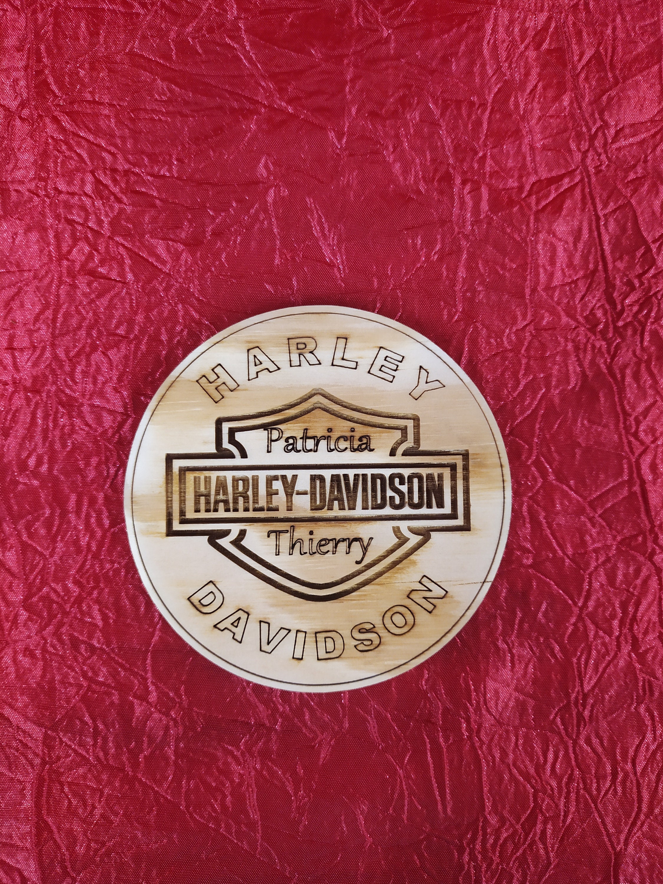 Dessous de Verre en Bois Harley Davidson Gravé - Lot de 6, Cadeau Noël, d'anniversaire, Saint-Valent