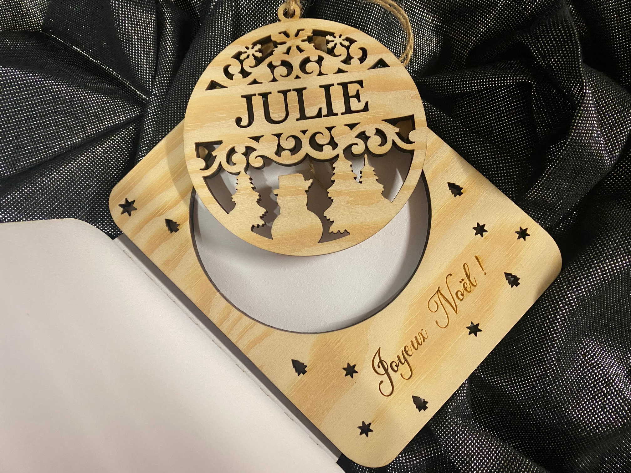 Boule de Noël Personnalisée avec Carte Message, Cadeau Noël