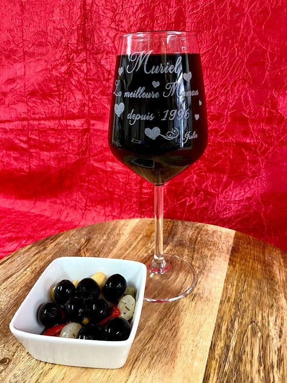 Verre à Vin Gravé Spécial Fête Des Mères Personnalisé 35 Cl