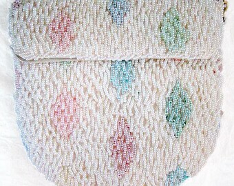 Vintage Beaded Bag 1980 Walbeag Multi Colored Evening, Bridal Wedding Handbag, Movie Prop Stage Prop Costume Accessory