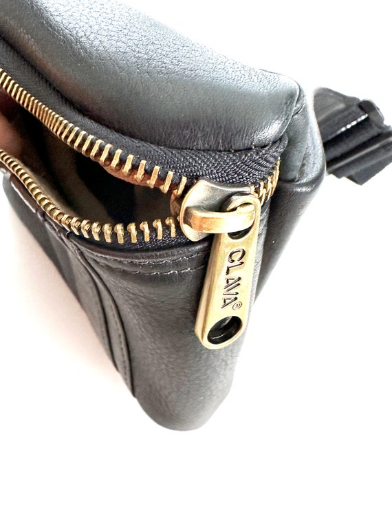 Clava Black Racer Leather Waist Fanny Pack, Black… - image 5