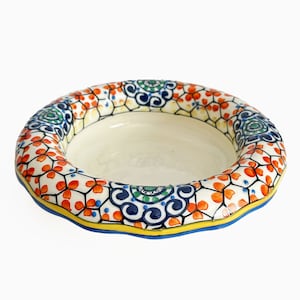 Vintage Porcelain Hand Painted Flower Graphic Patterned Bowl Art Deco Ditmar-Urbach Czechoslovakia 1920s 1930s