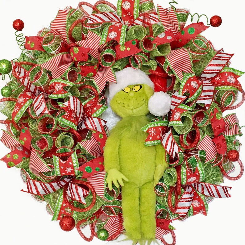 Whoville Grinch Wreath for Front Door Christmas Decoration Etsy