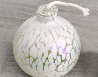 Vintage Blown Glass Oil Lamp with Wick Indoor or Outdoor Options: White, Blue, Blue Green